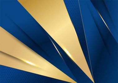 Soyut çokgen desenli lüks altın rengi koyu mavi