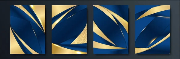 Abstraktní Modrá Šedá Zlatá Šipka Kovový Směr Luxusní Překrytí Design — Stockový vektor