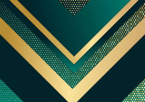 高級濃い緑と金の抽象的な背景 — ストックベクタ