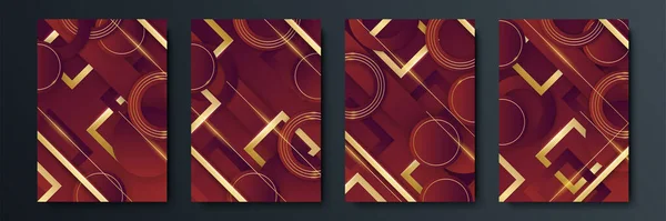 Set Von Luxuriösen Geometrischen Cover Designs Oder Grußkarten Vorlagen Mit — Stockvektor
