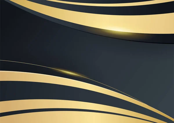 Elegant Wavy Black Gold Background Overlap Layer Suit Business Corporate — Stock Vector