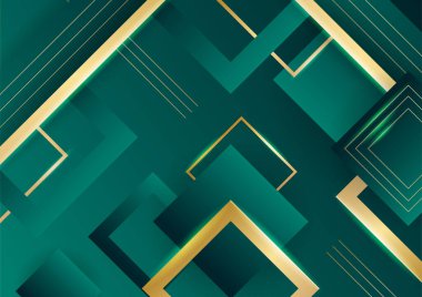 Soyut lüks koyu yeşil katman ve altın çizgi