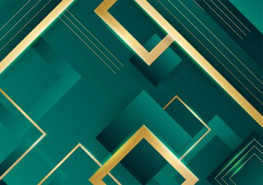 Soyut yeşil lüks arka plan ve karanlıkta altın çizgisi. Gerçekçi kağıt kesim tarzı 3D. Pankart, poster, broşür, sunum arkaplanı ve çok daha fazlası için vektör illüstrasyonu