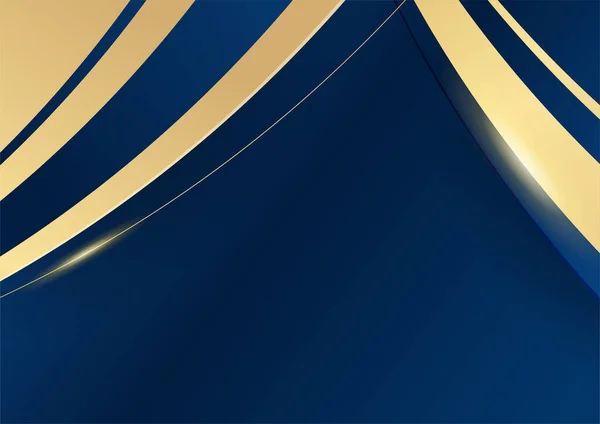 深蓝色背景 金色闪光线元素 用于演示背景 带有豪华几何图案和金色照明线的深蓝色豪华背景模板 — 图库矢量图片