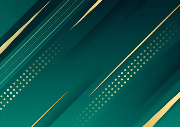 Fond Abstrait Luxe Vert Avec Ligne Dorée Sur Sombre Style — Image vectorielle