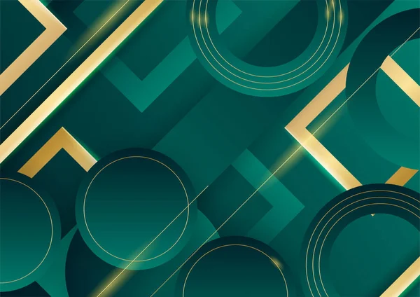 Soyut yeşil lüks arka plan ve karanlıkta altın çizgisi. Gerçekçi kağıt kesim tarzı 3D. Pankart, poster, broşür, sunum arkaplanı ve çok daha fazlası için vektör illüstrasyonu