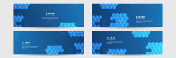 Set Van Moderne Abstracte Verloop Donkerblauw Banner Achtergrond — Stockvector