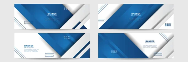 Set Van Abstracte Geometrische Blauwe Banner Achtergrond — Stockvector