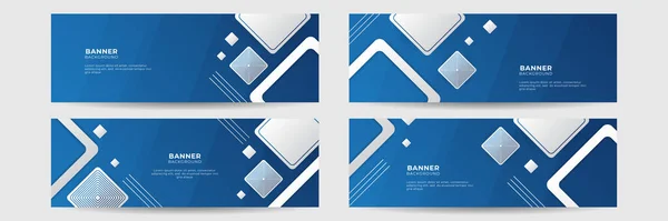 Set Van Abstracte Geometrische Blauwe Banner Achtergrond — Stockvector
