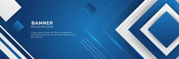 Web用に設計された青いバナーテンプレート 質感として幾何学的な形状を持つシンプルな青のバナーや背景 背景やデザイン要素として使用可能 三次元ピクセル化モザイク — ストックベクタ