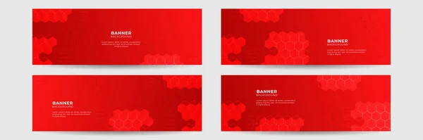 Set Van Abstracte Rode Banner Achtergrond Met Overlap Laag Golf — Stockvector