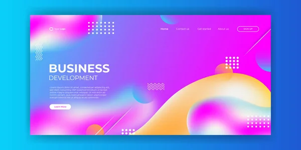 Website Template Design Und Landing Page Line Dynamische Formen Blauen — Stockvektor