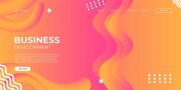 Plantilla Vectorial Landing Page Fondo Moderno Abstracto Con Formas Color — Vector de stock