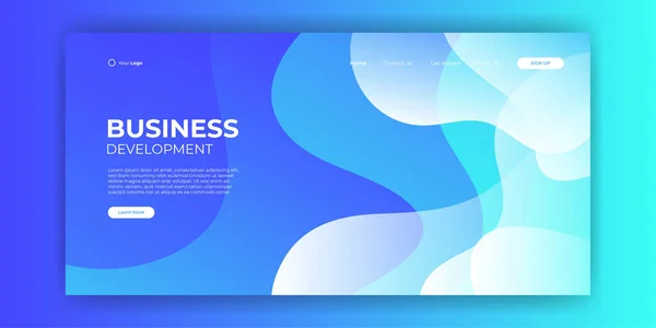 Diseño Para Landing Page Sobre Fondo Azul Diseño Plano Isométrico — Vector de stock