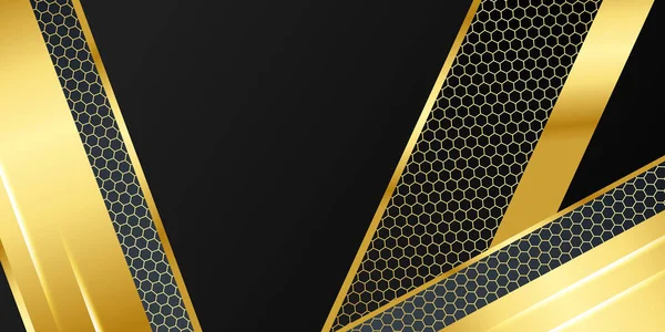 Μοντέρνο Μαύρο Και Χρυσό Αφηρημένο Φόντο Ελαφριά Διακόσμηση Και Μεταλλική — Διανυσματικό Αρχείο