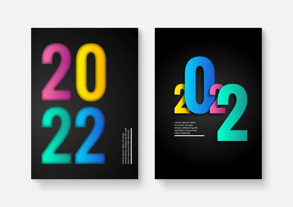 2022 Gelukkig Nieuwjaar Vectorafbeeldingen Design Sjablonen Met Logo 2022 Minimalistische — Stockvector