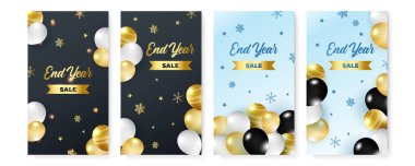 Soyut arka plan tasarımları koleksiyonu, kış indirimi, sosyal medya hikayelerinin tanıtım içeriği. Vektör illüstrasyonu