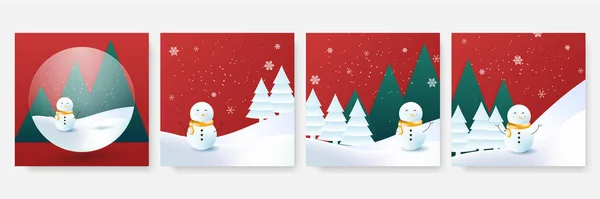 Modèle Message Médias Sociaux Noël Hiver Modèle Carte Avec Ballon — Image vectorielle