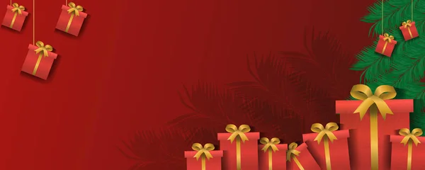 Caja Regalo Navidad Feliz Año Nuevo Fiesta Celebración Concepto Tarjeta — Vector de stock