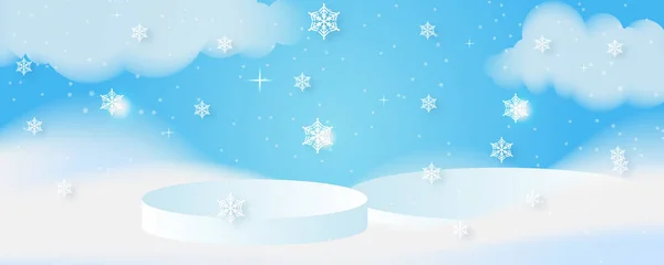 Paesaggio Invernale Natalizio Vettoriale Con Alberi Case Pupazzo Neve Stelle — Vettoriale Stock