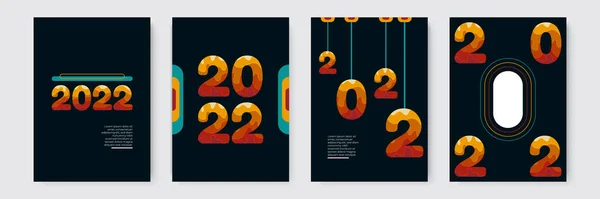 2022 Frohes Neues Jahr Set Von Vektorillustrationen Designvorlagen Mit Logo — Stockvektor