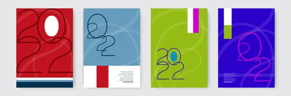 2022 Bonne Année Ensemble Illustrations Vectorielles Modèles Conception Avec Logo — Image vectorielle