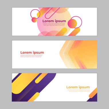 Soyut afiş tasarımı ağ şablonu seti. Yatay başlık web pankartı. Vektör soyut grafik tasarımı Banner Deseni arkaplan şablonu.