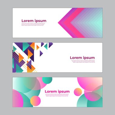 Soyut afiş tasarımı ağ şablonu seti. Yatay başlık web pankartı. Vektör soyut grafik tasarımı Banner Deseni arkaplan şablonu.
