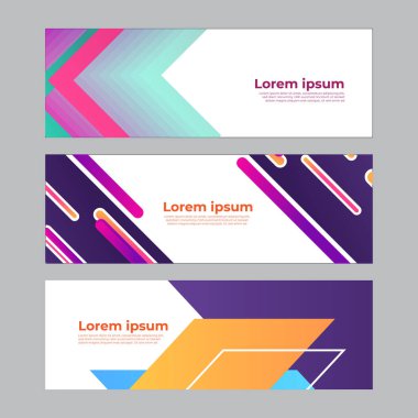 Soyut afiş tasarımı ağ şablonu seti. Yatay başlık web pankartı. Vektör soyut grafik tasarımı Banner Deseni arkaplan şablonu.