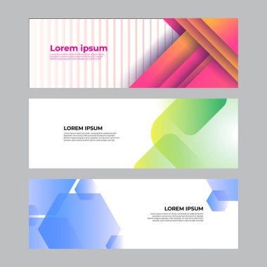 Soyut afiş tasarımı ağ şablonu seti. Yatay başlık web pankartı. Vektör soyut grafik tasarımı Banner Deseni arkaplan şablonu.