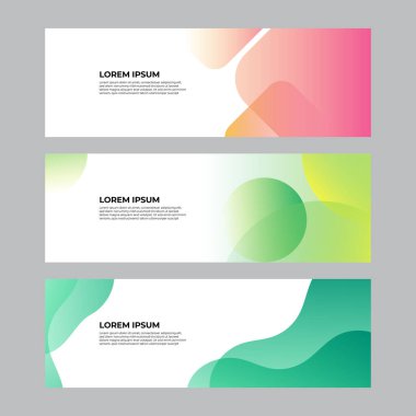 Soyut afiş tasarımı ağ şablonu seti. Yatay başlık web pankartı. Vektör soyut grafik tasarımı Banner Deseni arkaplan şablonu.