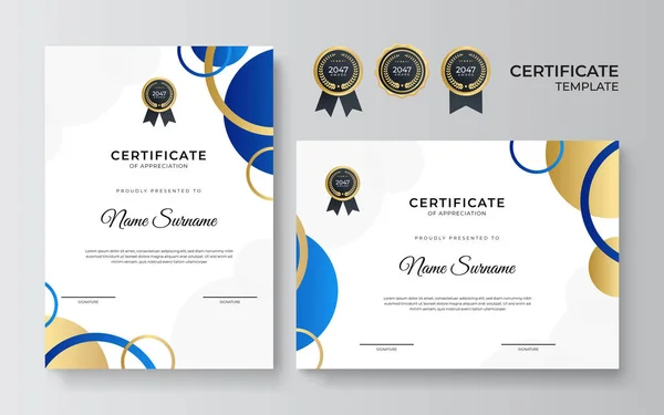 Plantilla Certificado Diploma Elegante Moderno Con Concepto Empresarial Corporativo — Vector de stock