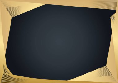 Soyut koyu gri metalik altın sarısı lüks tasarım modern fütürist arka plan çizimi. Siyah arkaplanda soyut altın dalgalar. Altın çizgileri olan soyut lüks siyah arkaplan.