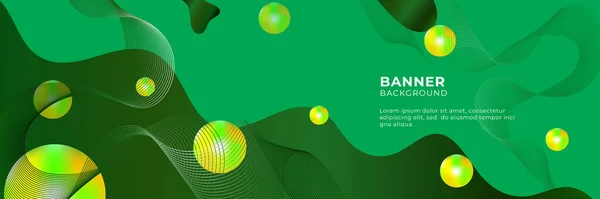 Design Layout Banner Largo Verde Geométrico Abstrato Antecedentes Amplos Com — Vetor de Stock