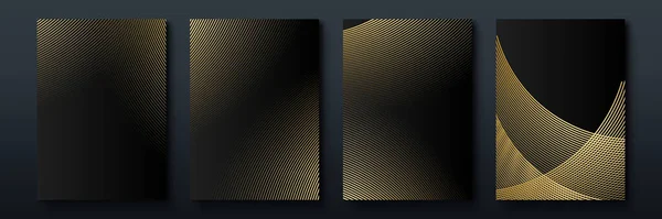 Elegantes Luxuriöses Schwarz Goldenes Cover Design Mit Abstrakten Linien Modernes — Stockvektor