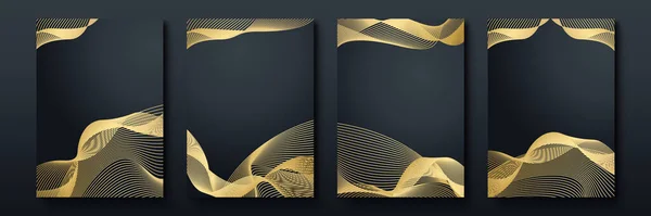 Modernes Cover Set Mit Schwarzen Streifen Luxus Kreative Gold Dynamische — Stockvektor