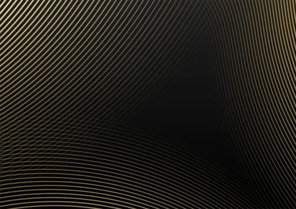 Abstract Elegant Template Zwart Goud Lijn Overlappende Dimensie Donkere Achtergrond — Stockvector