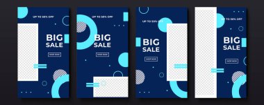 Sancak satışı, sunum, ilan, poster, davetiye için hikaye şablonu ayarlandı. Mobil uygulama için ekran arka planı. Instagram hikayesi maketi.