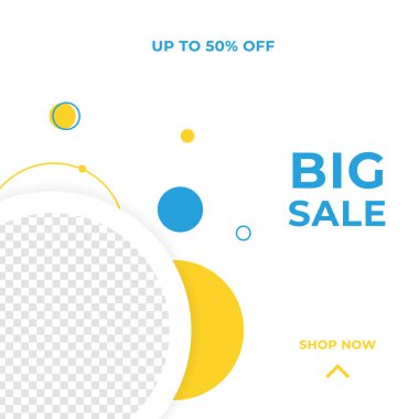 Fotoğraf üniversitesinde indirimli şablon tasarım afişi. Pankart satışı, sunum, afiş, poster, davetiye için kare şablon seti. Kara Cuma indirimi sosyal medya şablonu premium vektörü