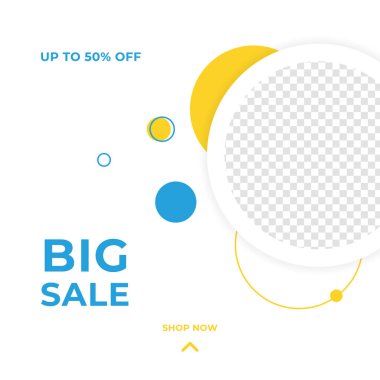 Fotoğraf üniversitesinde indirimli şablon tasarım afişi. Pankart satışı, sunum, afiş, poster, davetiye için kare şablon seti. Kara Cuma indirimi sosyal medya şablonu premium vektörü