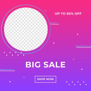 Fotoğraf üniversitesinde indirimli şablon tasarım afişi. Pankart satışı, sunum, afiş, poster, davetiye için kare şablon seti. Kara Cuma indirimi sosyal medya şablonu premium vektörü