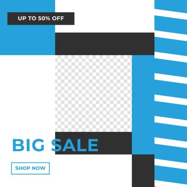 Fotoğraf üniversitesinde indirimli şablon tasarım afişi. Pankart satışı, sunum, afiş, poster, davetiye için kare şablon seti. Kara Cuma indirimi sosyal medya şablonu premium vektörü