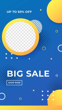 Sosyal medya pazarlaması için modaya uygun arka plan satışı mobil pankartları tasarım şablonu. İş için yeni yıl indirimi pankartı tanıtım şablonu tasarımı