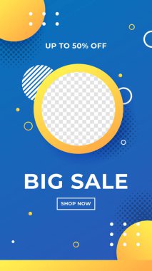 Sosyal medya pazarlaması için modaya uygun arka plan satışı mobil pankartları tasarım şablonu. İş için yeni yıl indirimi pankartı tanıtım şablonu tasarımı