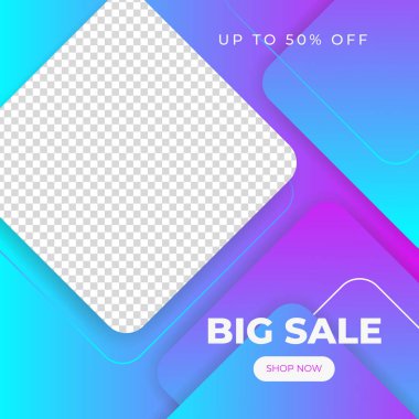 Mavi vektör illüstrasyon satış afişi şablon tasarımı. Büyük satış, süper satış, son yıl satışı, Kara Cuma, sezon sonu özel teklif afişi. Soyut tanıtım planı posteri.