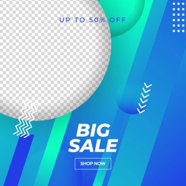 Mavi vektör illüstrasyon satış afişi şablon tasarımı. Büyük satış, süper satış, son yıl satışı, Kara Cuma, sezon sonu özel teklif afişi. Soyut tanıtım planı posteri.