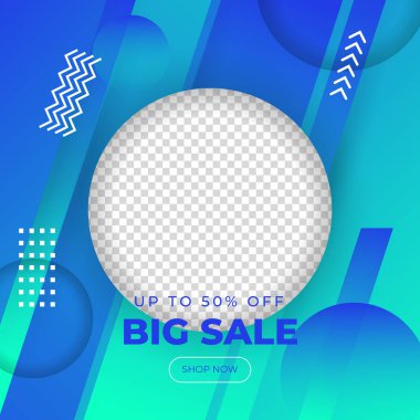 Mavi vektör illüstrasyon satış afişi şablon tasarımı. Büyük satış, süper satış, son yıl satışı, Kara Cuma, sezon sonu özel teklif afişi. Soyut tanıtım planı posteri.