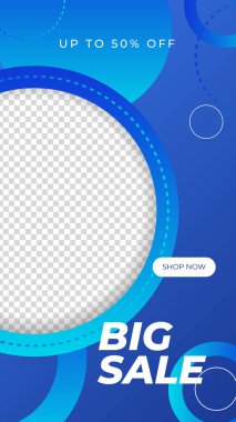 Satış hikayeleri afiş tasarımı. Vektör çizimi. Pankart satışı, sunum, el ilanı, poster, davetiye için hikaye şablonu ayarlandı.