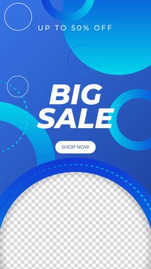 Satış hikayeleri afiş tasarımı. Vektör çizimi. Pankart satışı, sunum, el ilanı, poster, davetiye için hikaye şablonu ayarlandı.