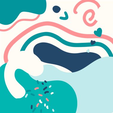 Doğal toprak tonuna sahip soyut arkaplan vektörü Memphis tarzı. Organik şekil. El çizimi şekilli yaratıcı desen. Sosyal medya paylaşımı, kapak, yazdırma ve duvar kağıdı için tasarım arkaplanı